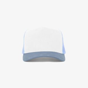 Boné trucker de tela branco e azul bebe - Frente
