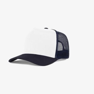 Bone trucker de tela branco e azul noite - Perfil