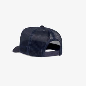 Bone trucker de tela branco e azul noite - Perfil tr