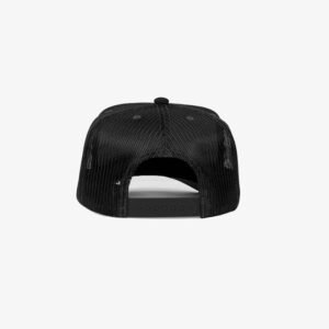 Boné trucker de tela branco e preto - Traseiro