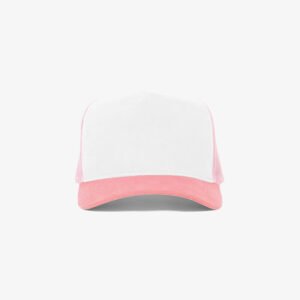 Boné trucker de tela branco e rosa - Frente