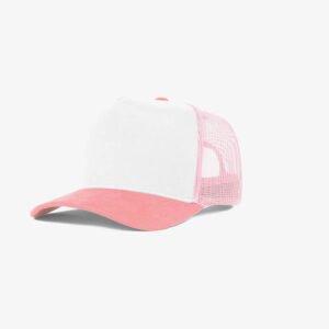Boné trucker de tela branco e preto - Traseiro