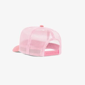 Bone trucker de tela branco e rosa - Perfil tr