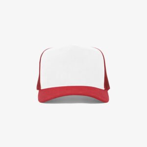 Boné trucker de tela branco e vermelho - Frente