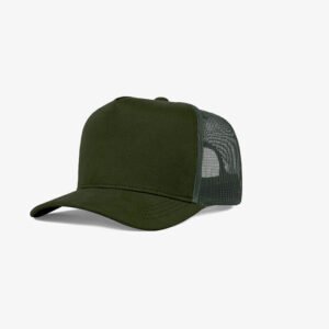 Boné trucker de tela todo verde musgo - One color perfil