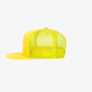 Boné aba reta amarelo em brim e tela - Lateral