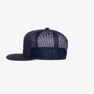 Boné aba reta azul noite em brim e tela - Lateral