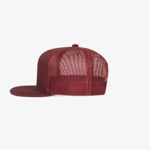 Boné aba reta bordo em brim e tela - Lateral