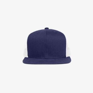 Boné aba reta em brim azul marinho 0593 e tela branca - Frente