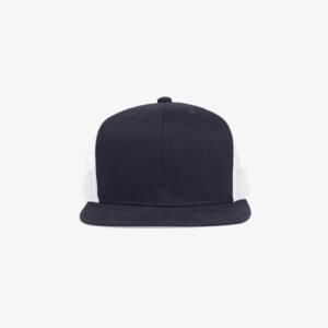 Boné aba reta em brim azul noite 0590 e tela branca - Frente