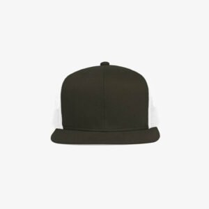 Boné aba reta em brim marrom 0798 e tela branca - Frente