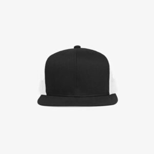 Boné aba reta em brim preto e tela branca - Frente