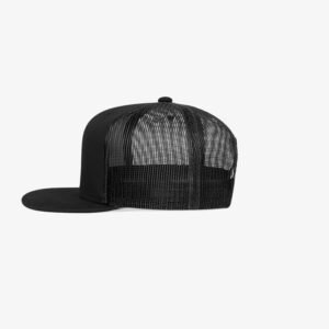 Boné aba reta preto em brim e tela - Lateral