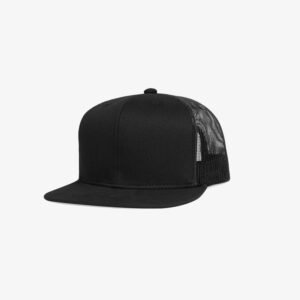 Boné aba reta preto em brim e tela - Perfil