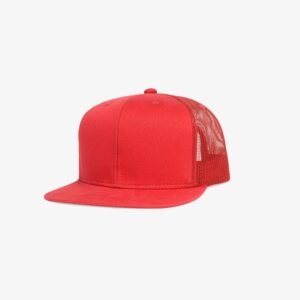 Boné aba reta vermelho em brim e tela - Perfil