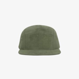 Boné five panel em veludo verde musgo - Frente