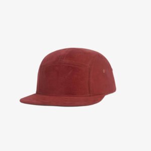 Boné five panel em veludo vermelho - Perfil