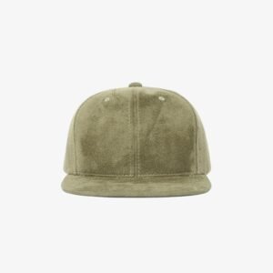 Boné snapback aba reta em veludo caqui - Frente