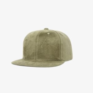 Boné snapback aba reta em veludo caqui - Perfil