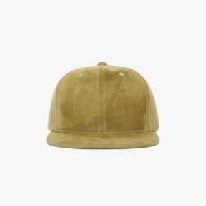 Boné snapback aba reta em veludo caramelo claro - Frente