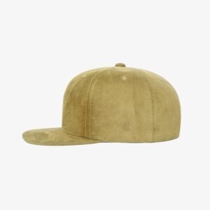 Boné snapback aba reta em veludo caramelo claro - Lateral