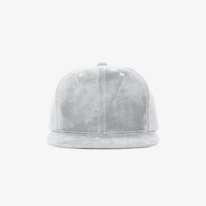 Boné snapback aba reta em veludo cinza claro - Frente