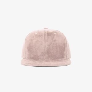 Boné snapback aba reta em veludo rosa claro - Frente