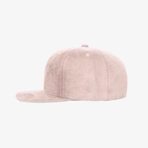 Boné snapback aba reta em veludo rosa claro - Lateral