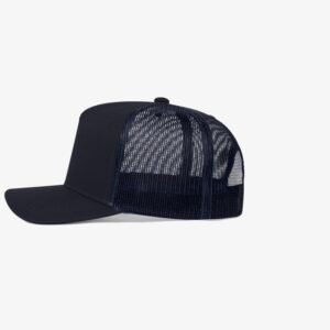 Boné trucker azul marinho em sarja e tela - Lateral