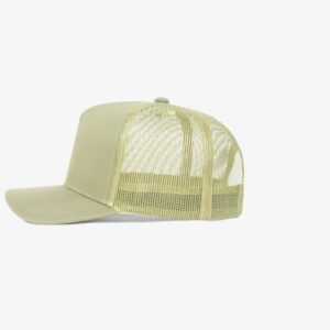 Boné trucker bege em sarja e tela - Lateral