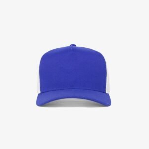 Boné trucker de sarja frente azul royal e traseira de tela branca - Frente