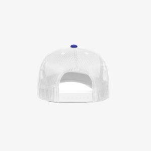 Boné trucker de sarja frente azul royal e traseira de tela branca - Traseiro