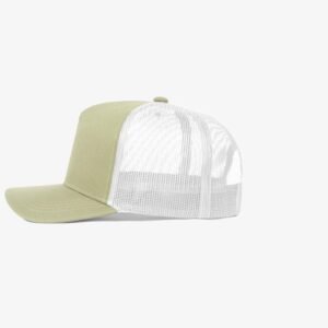 Boné trucker de sarja frente azul bege 30 e traseira de tela branca - Lateral