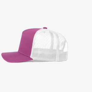 Boné trucker de sarja frente lilas 21 e traseira de tela branca - Lateral
