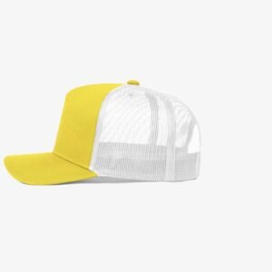 Bone trucker de sarja frente marela e traseira de tela branca - Lateral