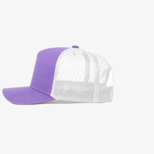 Boné trucker de sarja frente roxo claro 26 e traseira de tela branca - Lateral