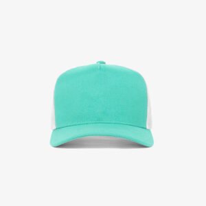 Boné trucker de sarja frente verde água 14 e traseira de tela branca - Frente