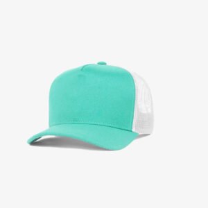 Boné trucker de sarja frente verde água 14 e traseira de tela branca - Perfil