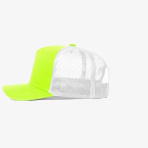 Boné trucker de sarja frente verde fluorescente 16 e traseira de tela branca - Lateral