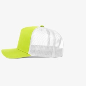 Boné trucker de sarja frente verde limão 11 e traseira de tela branca - Lateral