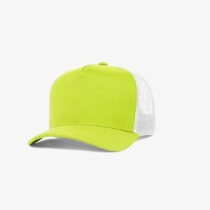 Boné trucker de sarja frente verde limão 11 e traseira de tela branca - Perfil