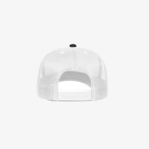 Boné trucker de sarja frente verde musgo e traseira de tela branca - Traseiro