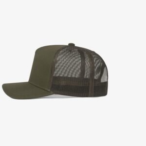 Boné trucker marrom em sarja e tela - Lateral