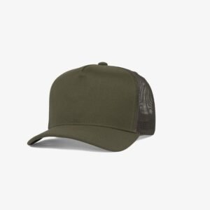 Boné trucker marrom em sarja e tela - Perfil