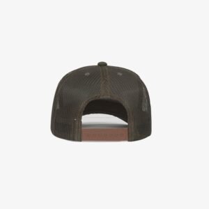 Boné trucker marrom em sarja e tela - Traseiro