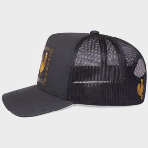 Boné trucker preto de brim e tela - Lateral