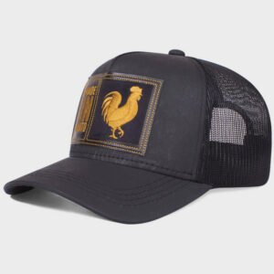 Boné trucker preto de brim e tela - Perfil